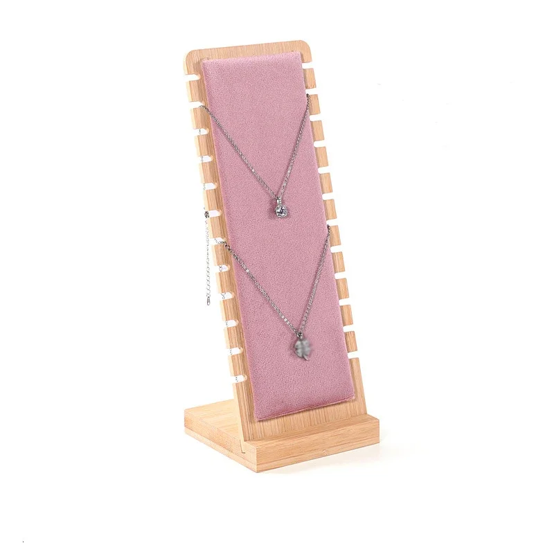 Nieuwe Massief Bamboe Hout Sieraden Display Ketting Vitrine Houder Hanger Lange Ketting Handing Organizer Houder Voor Kettingen