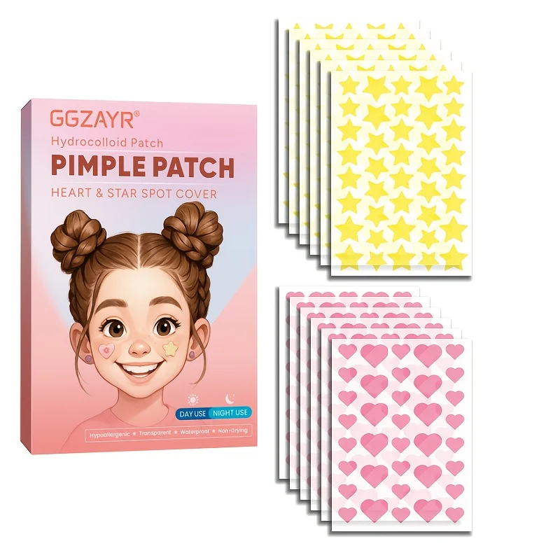

456 шт., смешанный набор патчей от прыщей с розовым сердцем и желтой звездой в штучной упаковке, различные размеры, глубоко очищающие, без спирта, благоприятные для кожи универсальные