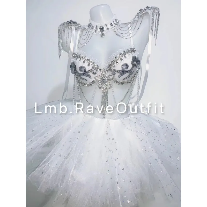 

Customized Luxury Sparkling Diamond Tassel Star Sand Tutu Skirt Bouncing Di Electronic Syllable Set Samba Carnival Costumes
