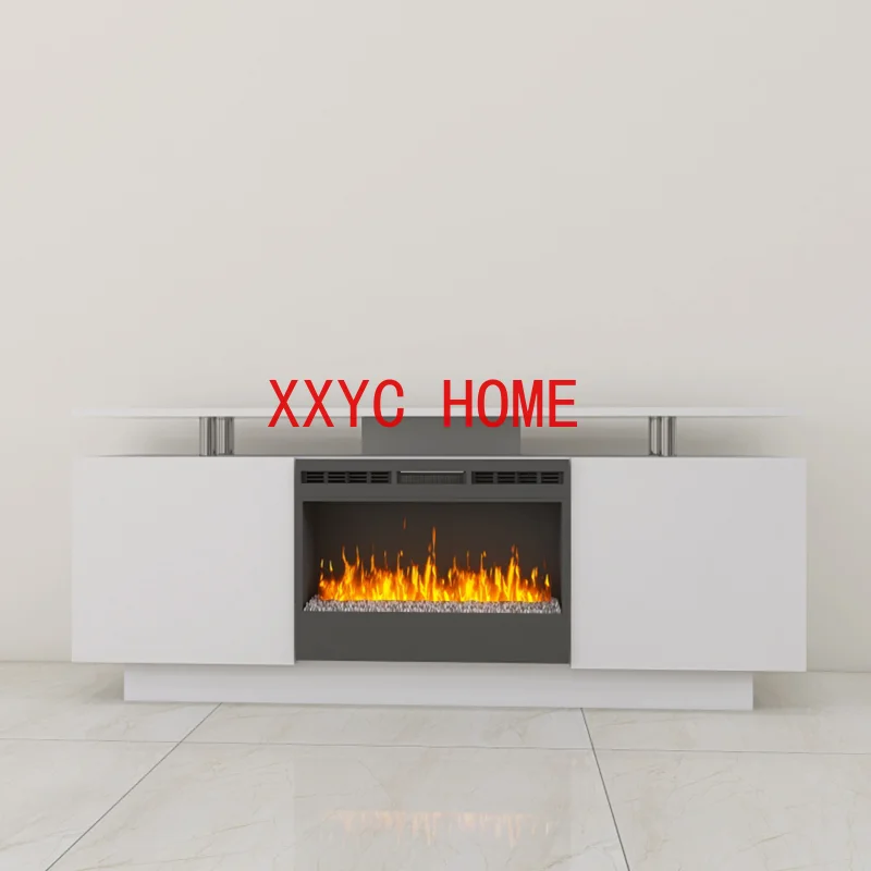 160CM High Gloss TV Cabinet Tv Unit with Fireplace ,Have Heat and Flame Color Changes,Suitable for Living Room