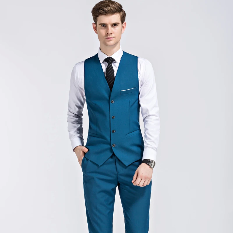 Wedding Party Men\'s Suit Three Pieces, Men Slim Fashion Dress Male Blazer Coat + Trousers Waistcoat (Jacket + Vest + Pants)