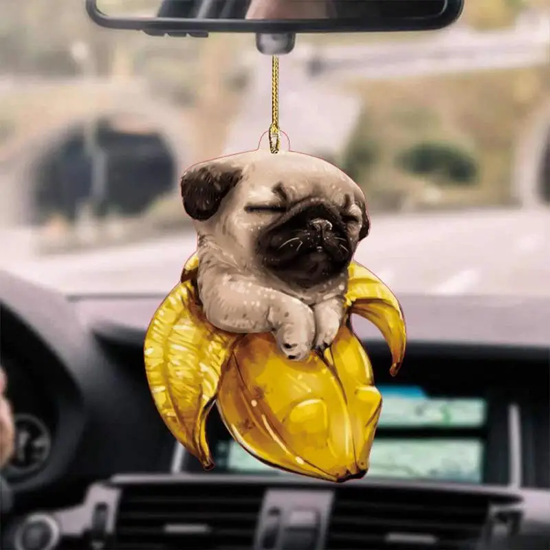 

Car Charm For Rear View Mirror Rear View Mirror Char ms Ornaments Automobile Trim Hanging Suspension Acrylic Banana Dog Pendant