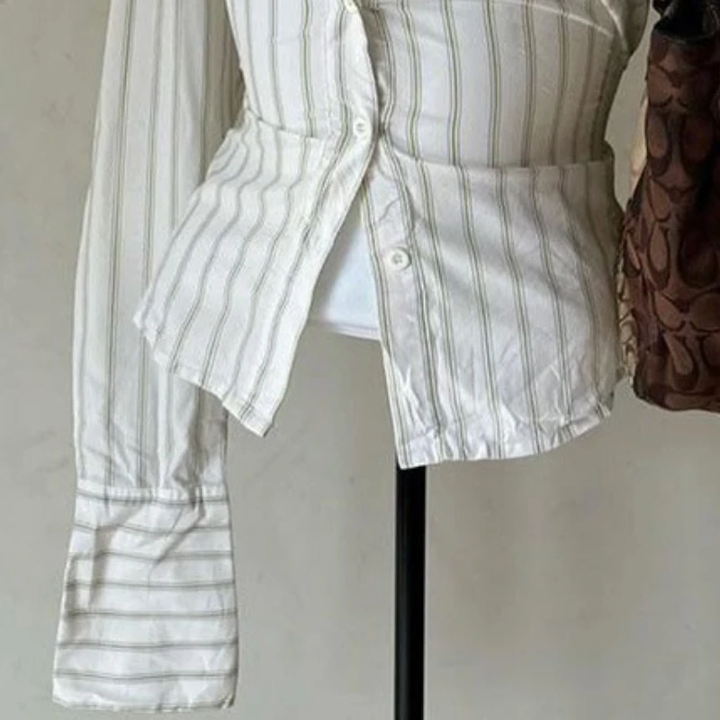 ใหม่Streakพิมพ์สบายๆY2kเสื้อผู้หญิงสุนทรียศาสตร์แฟชั่นแขนยาวเสื้อยืดฤดูร้อนVINTAGE Streetwearเสื้อบาง 2025