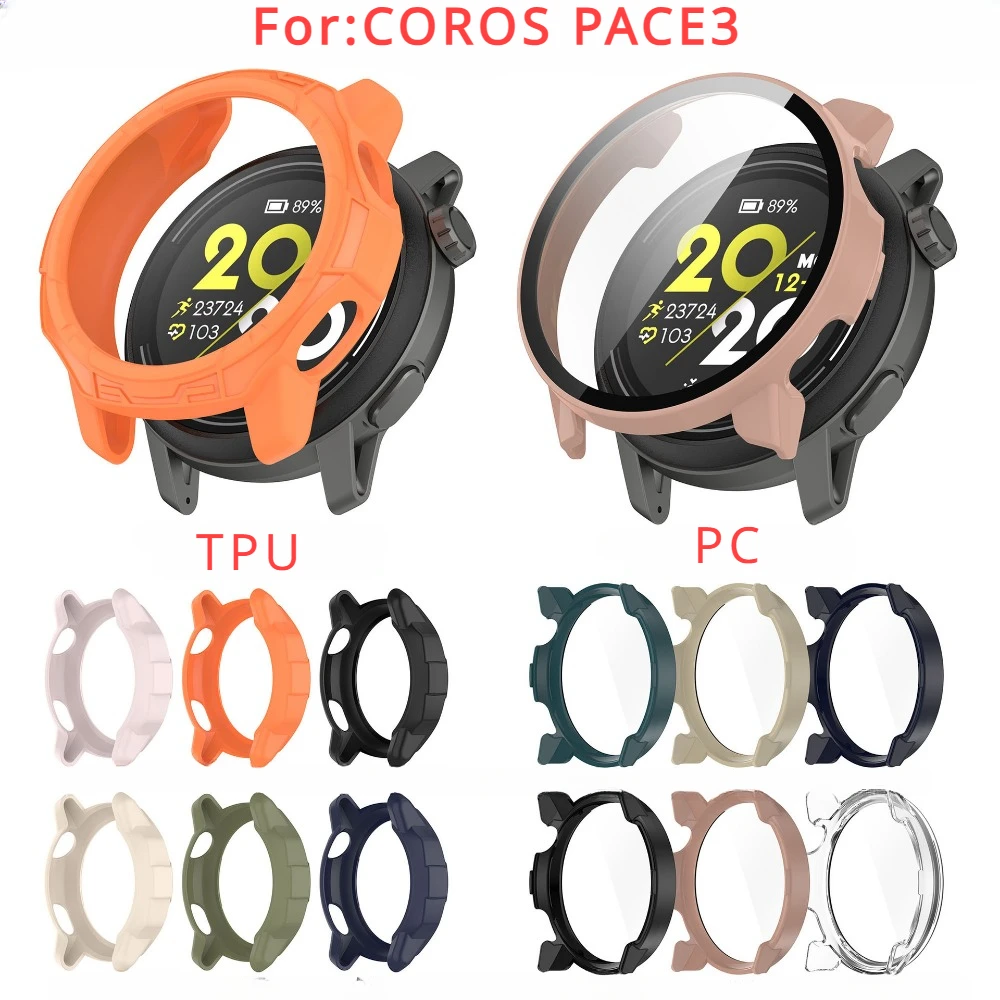 PC Case+Tempered Glass For COROS PACE3 Full Cover Screen Protector Smartwatch Bumper Cleaning cotton For COROS PACE3