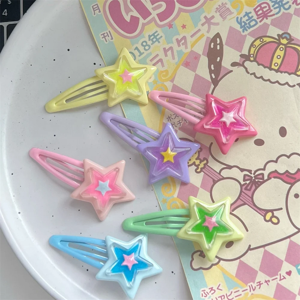 1pcs Sweet Girls Star Hair Clips Women Cute Metal Colorful Star BB Hair Clips Barrettes Hair Grip Y2K Hair Accessories Headwear