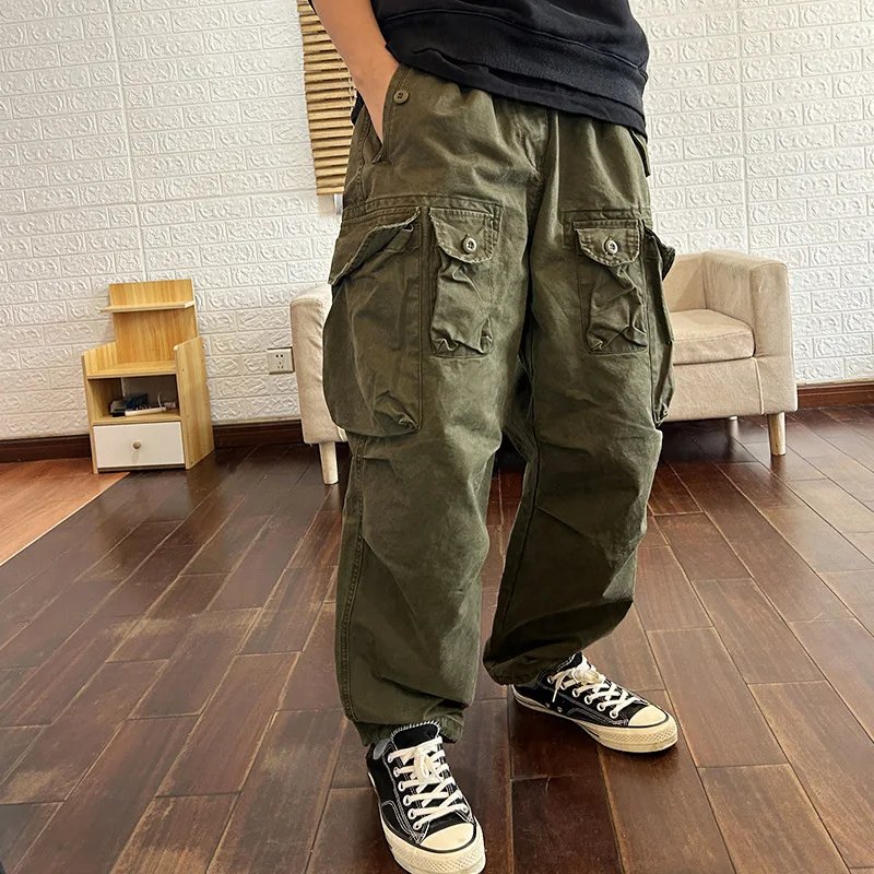 Heavy Industry Washed Cotton Outdoor Work Clothes Loose Enlarged Multi Bag Casual Pants Outdoor Camping Skateboarding Trousers