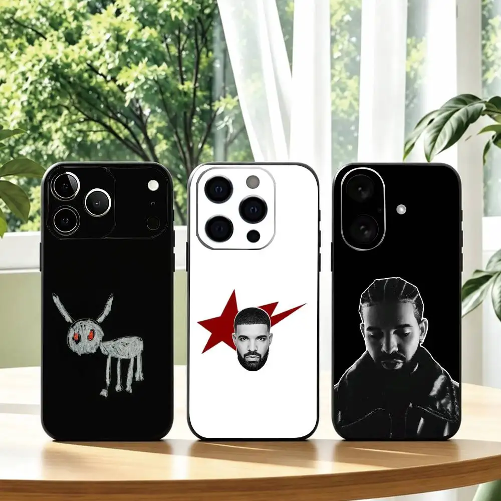 Coque de téléphone Singer Drake For All The Dogs pour iPhone 17, 16, 15, 14, 13, 12, 11 Plus, Pro Max, XS, en silicone souple noir, cadeau