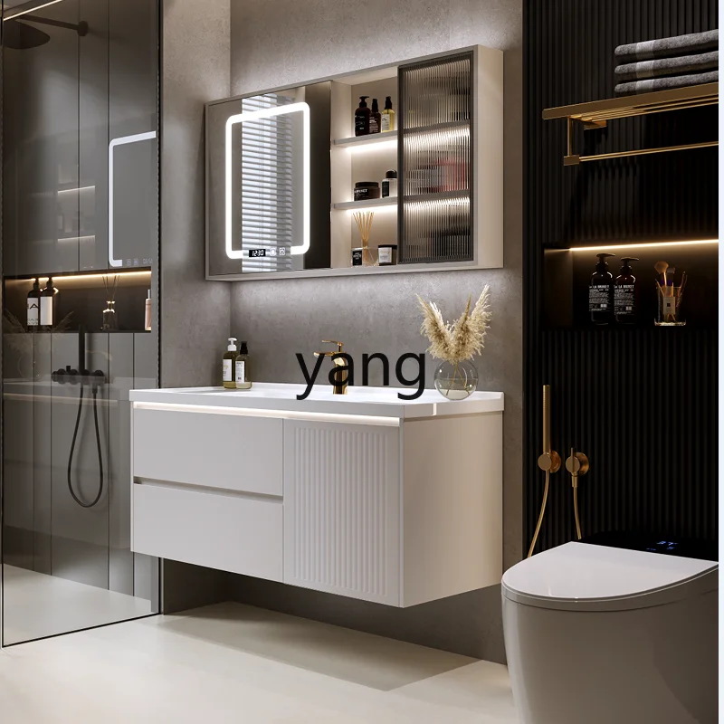 

LH simple stainless steel honeycomb aluminum bathroom cabinet combination bathroom washbasin cabinet integrated ceramic basin