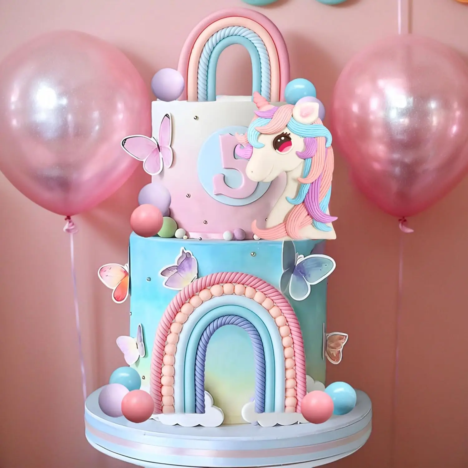 Regenbogen Pony Einhorn Kuchen Dekoration Pony Geburtstag Dekoration Einhorn Party Gefälligkeiten Geburtstag Kuchen Dekoration für Mädchen – Detail 6