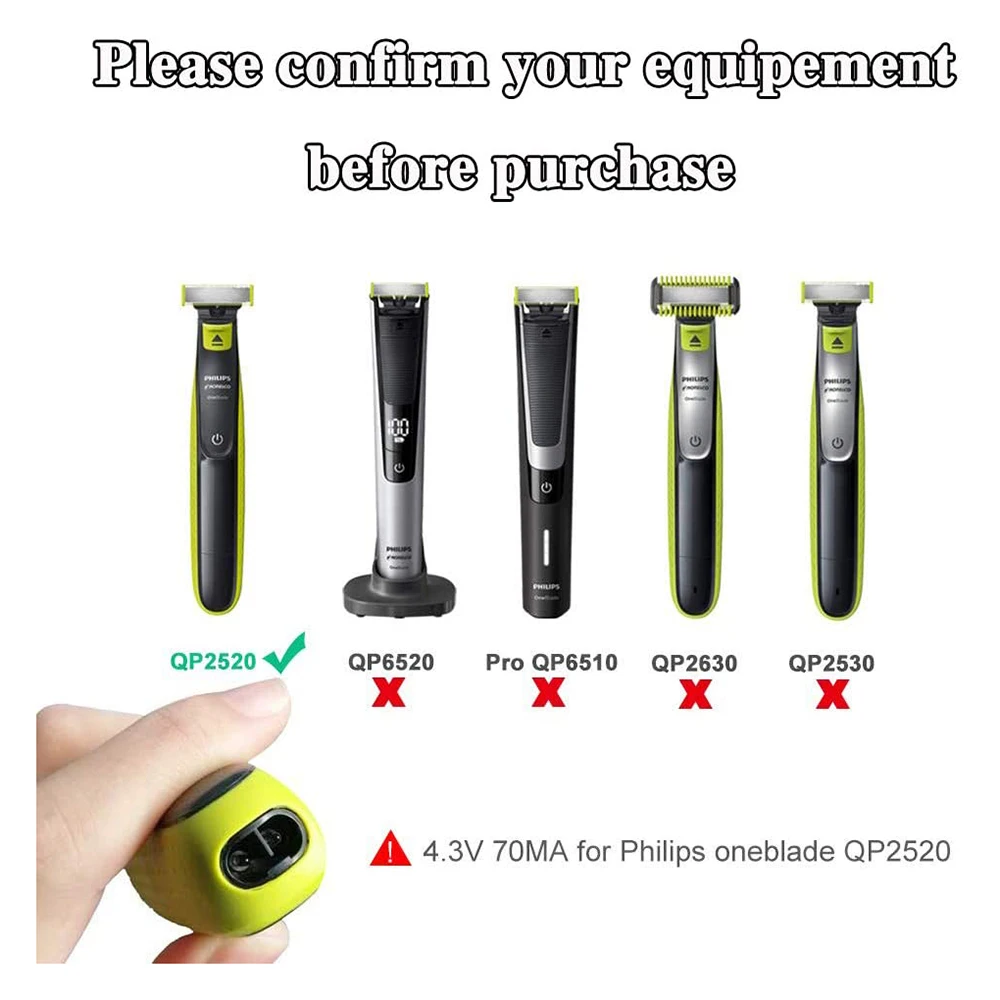 Адаптер зарядного устройства 4,3 в USB A00390 для бритвы Philips Norelco OneBlade QP2520 QP2521 QP2523 QP2510 / 11
