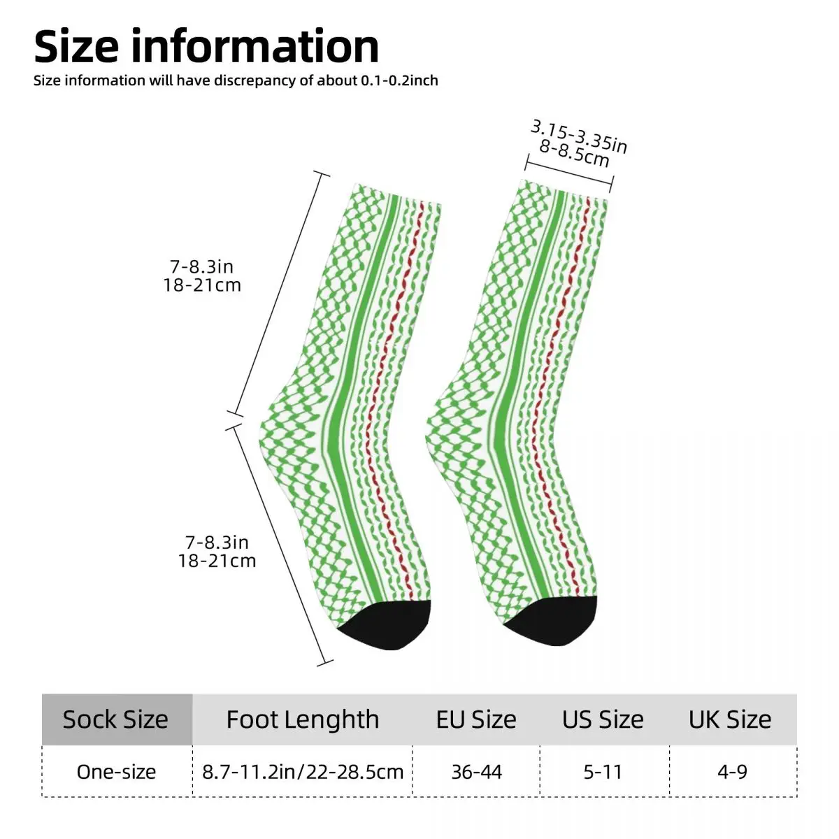 Keffiyeh-Calcetines de colores verdes para hombre y mujer, medias blancas, transpirables, góticas, deportivas, antibacterianas