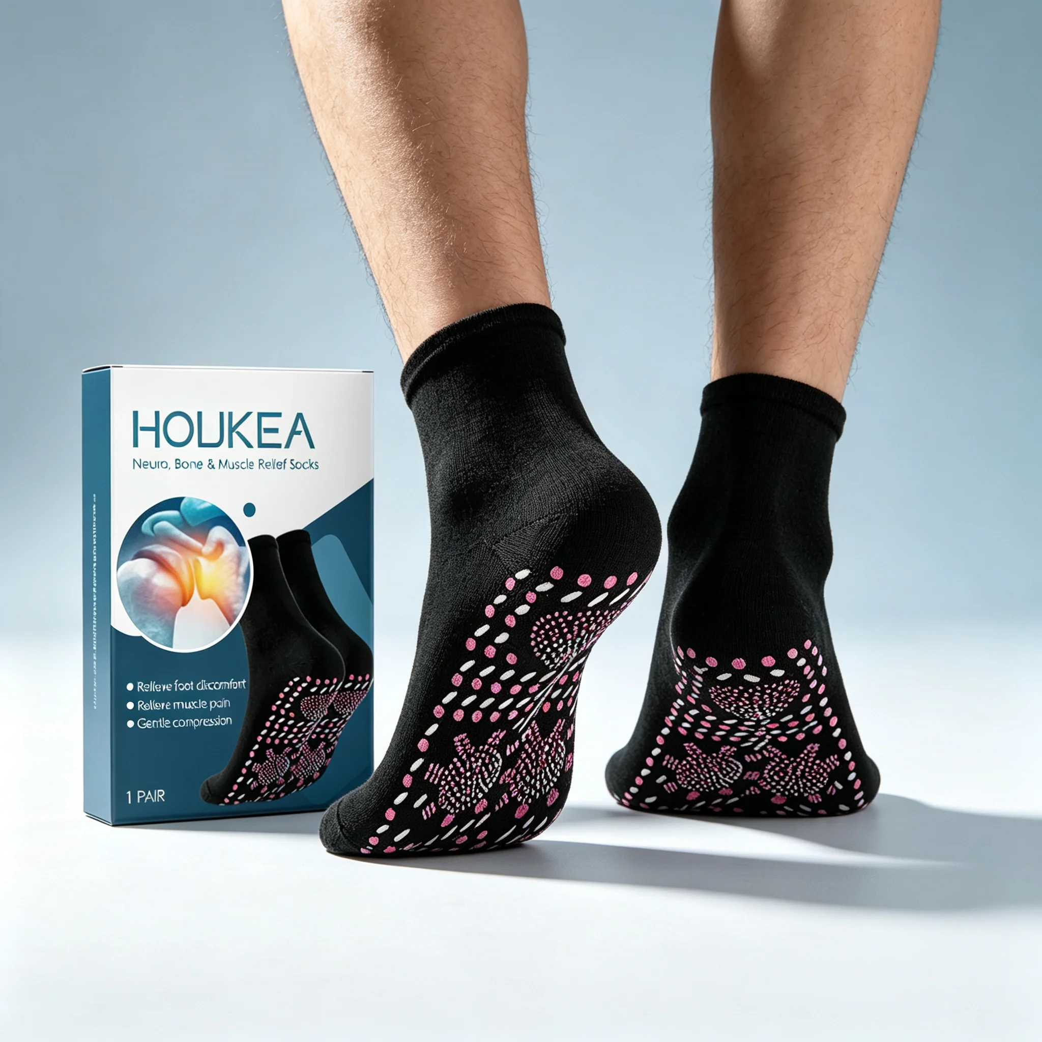 Houkea Muscle foot care socks, autumn and winter warm socks, relieve muscle fatigue and discomfort, daily care