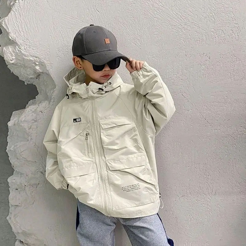 Big Size Spring Teenager Boys Coats Casual Outdoor  Hooded Sweatshirt For Kids 5-14 Years Handsome Children Windbreaker Jacket