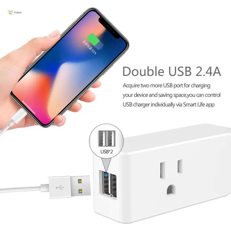 

Умная розетка с двумя Usb-портами и таймером, 10 А