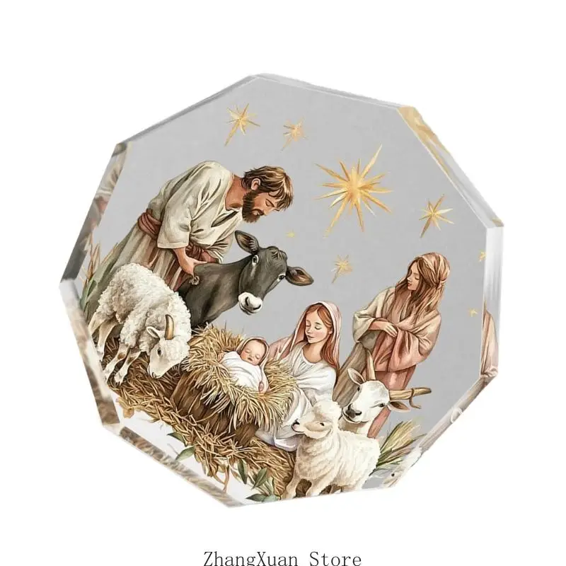 Acryl-Krippe, Desktop-Dekoration, Krippenornament für Tafelaufsätze, christliches religiöses Geschenk für Familien, 3 x – Detail 7