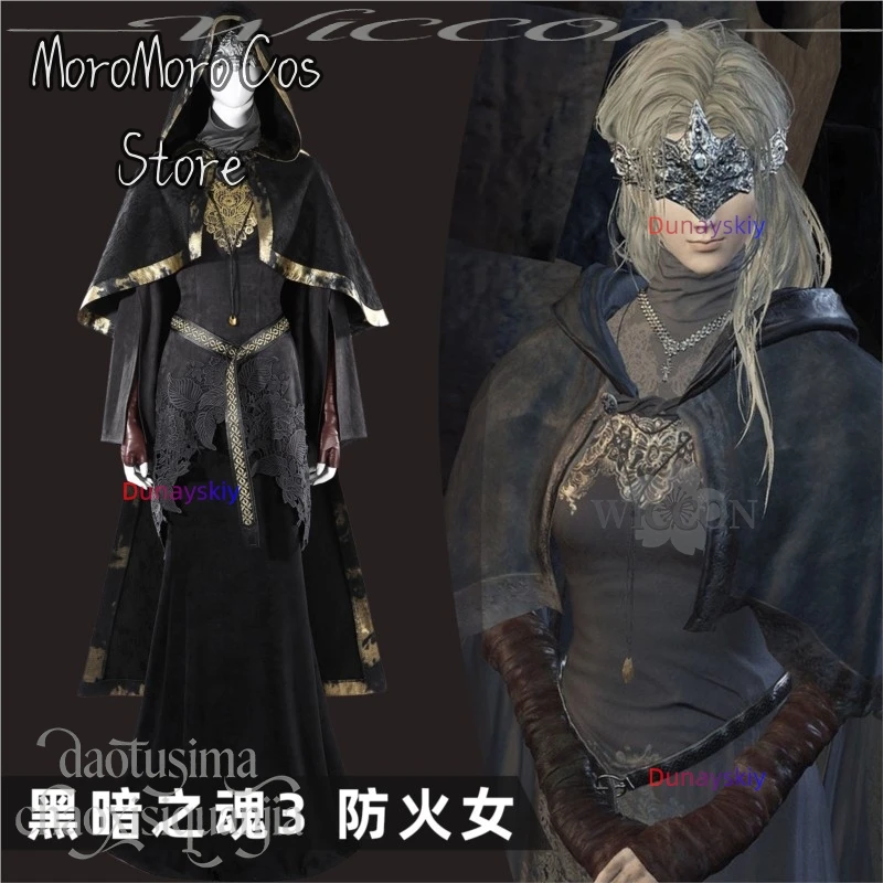 

Костюм Fire Keeper для косплея по Dark Anime Game Souls 3: Ретро длинное черное магическое платье-роба, перчатки, парик. Готика, Лолита, Хэллоуин, вечеринка.