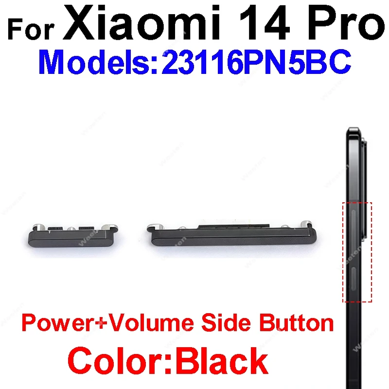 Power Volume Side Button For Xiaomi 14 14T Pro Ultra Cell Phone Power Volume Up Down Side Key Replacement Repair Spare Parts image 3