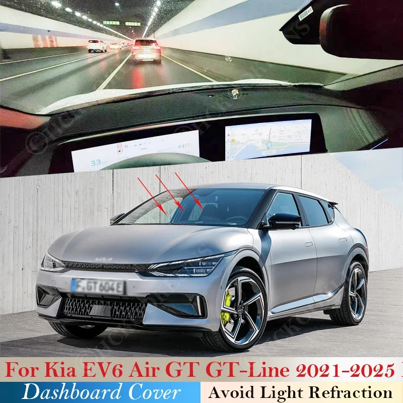 

Dashboard Cover Sun Shade Mats For Kia EV6 Air GT GT-Line 2021 2022 2023 2024 2025 EV Car Avoid Light Pads Anti-UV Case Carpets