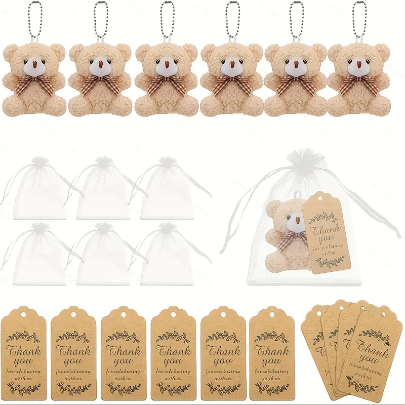 3/9/15/18/24 Stück Mini-Bär-Geschenktüten, elegante Satin-Spitze-Kordelzuggriffe für Geburtstag, Hochzeit, Gastgeschenke – Detail 3