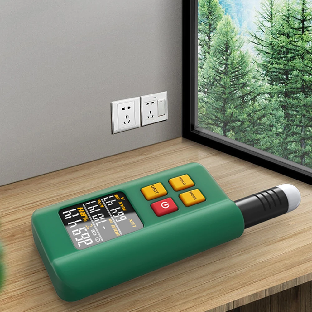 

Тестер температуры, влажности, освещенности и шума, измеритель освещенности для дома, цифровой барометр, комплексный тестер 4-в-1