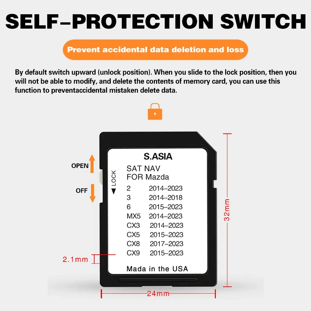 8GB الملاحة بطاقة SD توصيل 1 نظام مع لمازدا 2/3/6/MX5/CX3/CX5/CX8/CX9 خرائط GPS للسيارة جنوب شرق آسيا الملحقات