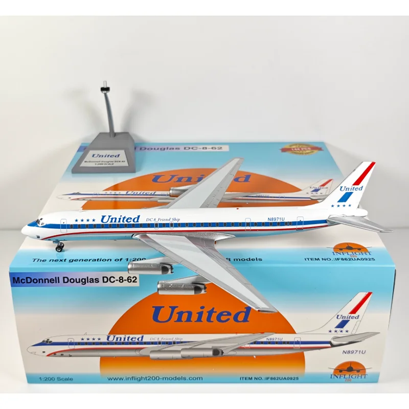 Inflight 1/200 Scale United Airlines DC-8-62H N8971U Die-cast Alloy Aircraft Model Collectible Decorative Item Gift