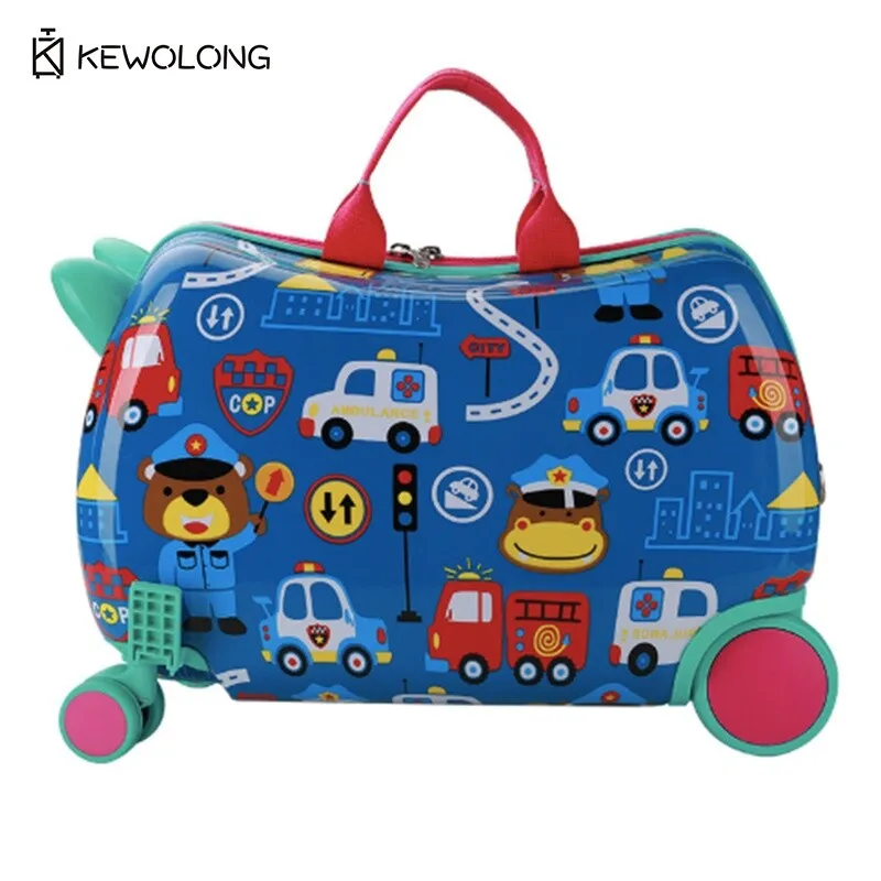 

Kids Ride-On Suitcase Convertible Stroller & Play Horse Travel Case, Cartoon Animal Design Carry-On Luggage for Toddlers
