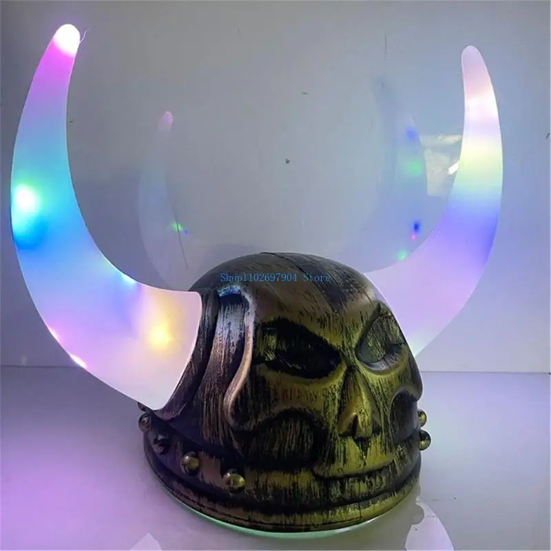 N7YF Vikinges Helmets w/ Horn Norses Barbarian Hat Hat Medieval Vikinges เครื่องแต่งกาย