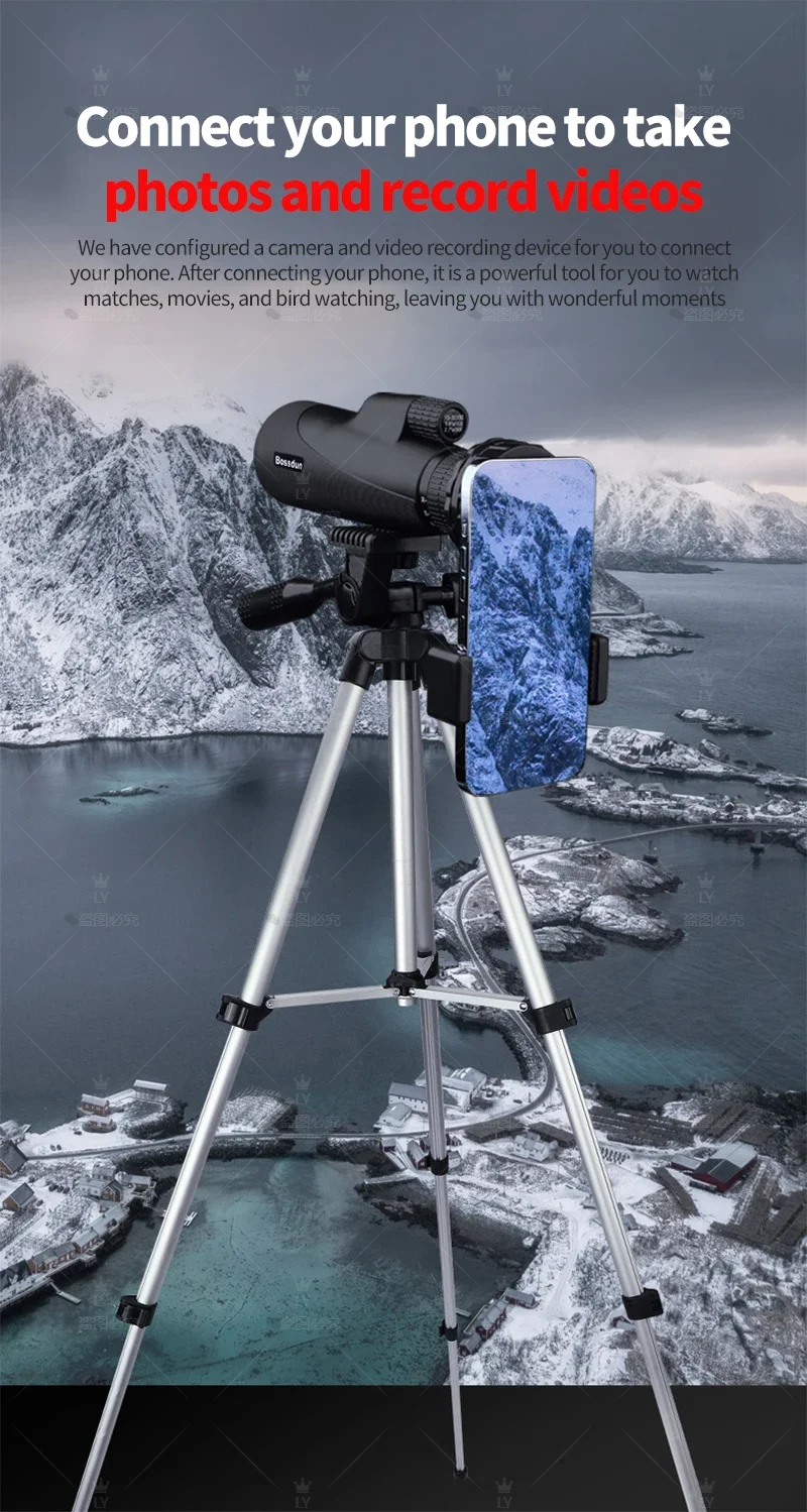 CAOX 10-30x50 Zoom HD Monokular-Teleskop für Vogelbeobachtung, Jagd, Camping - Inklusive Outdoor-Stativ & Handyhalterung – Detail 7