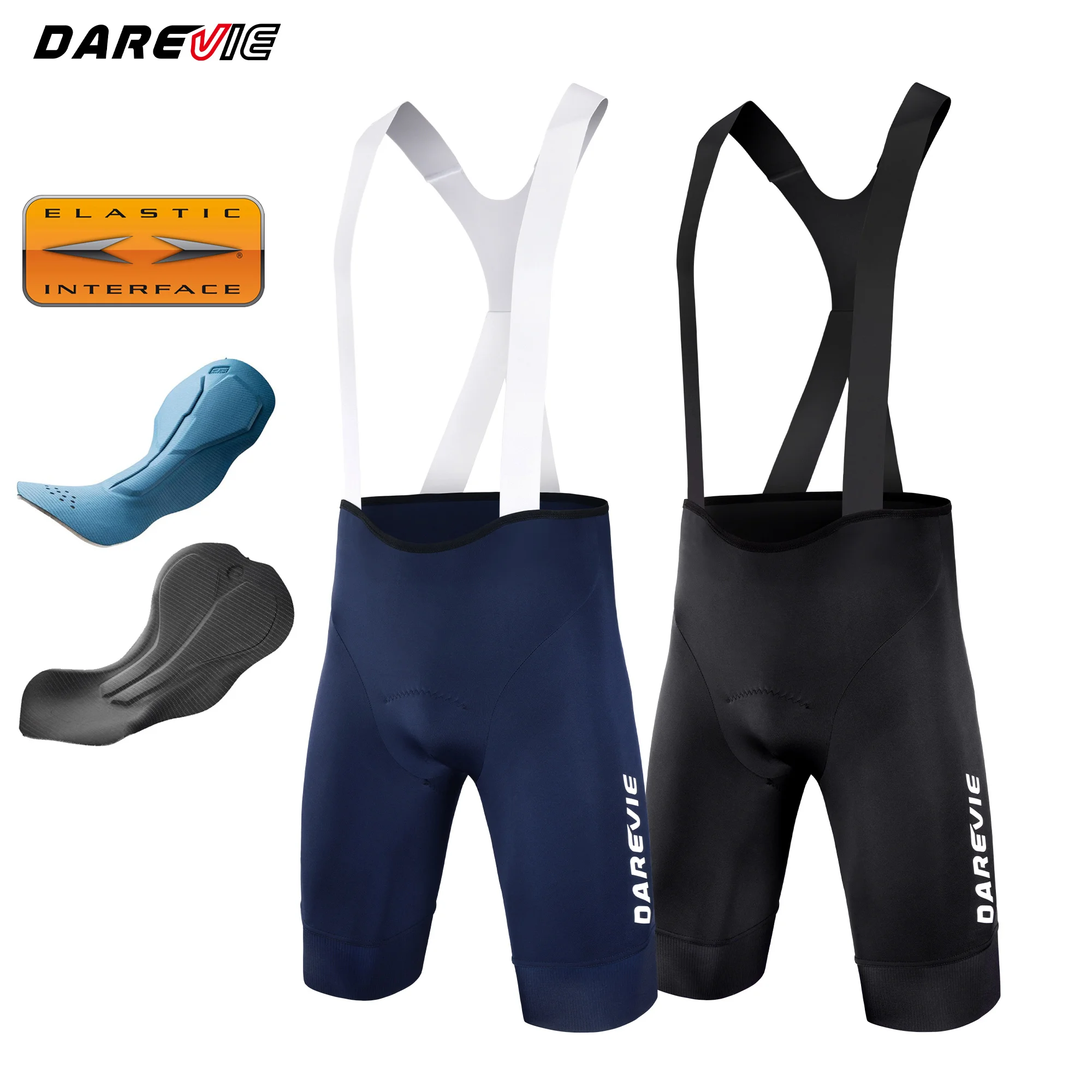 DAREVIE Bretelelle Men's Cycling Italy Elastic Interface® Pad Recycle PRO Level Bib Shorts 6.5CM Leg Gripper Cycling Bib Shorts