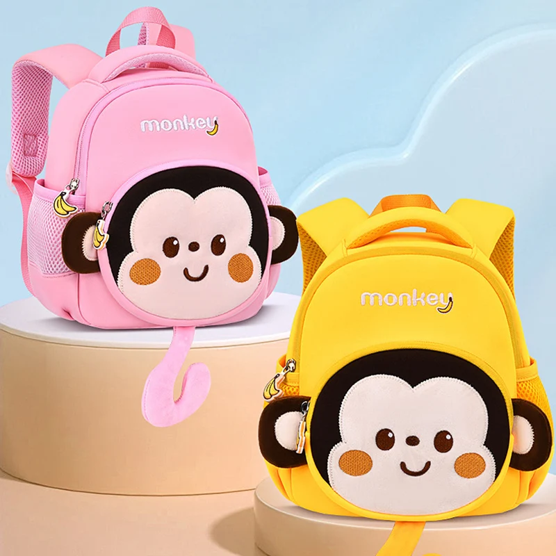 Cartoon Monkey School Bags for Boys Toddler Children Kids Backpacks Tollder School Students Book Bag Girls Pack Mochila Infantil