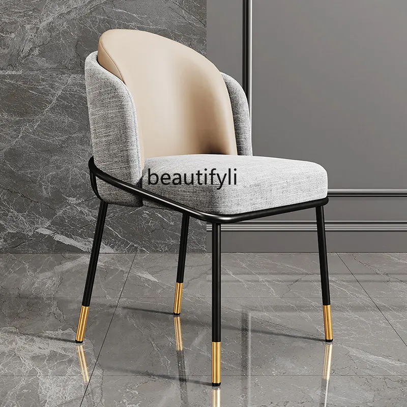 

zq Dining Chair Home Modern Minimalist Internet Celebrity Office Hotel Restaurant Nordic Iron Make-up Chair Back Chair