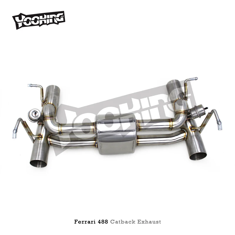 Yooking Sport Catback For Ferrari 488 3.9T V8 GTB/Spider/Pista 2015-2019 Engine Valved Muffler Catback SUS304 Exhaust System