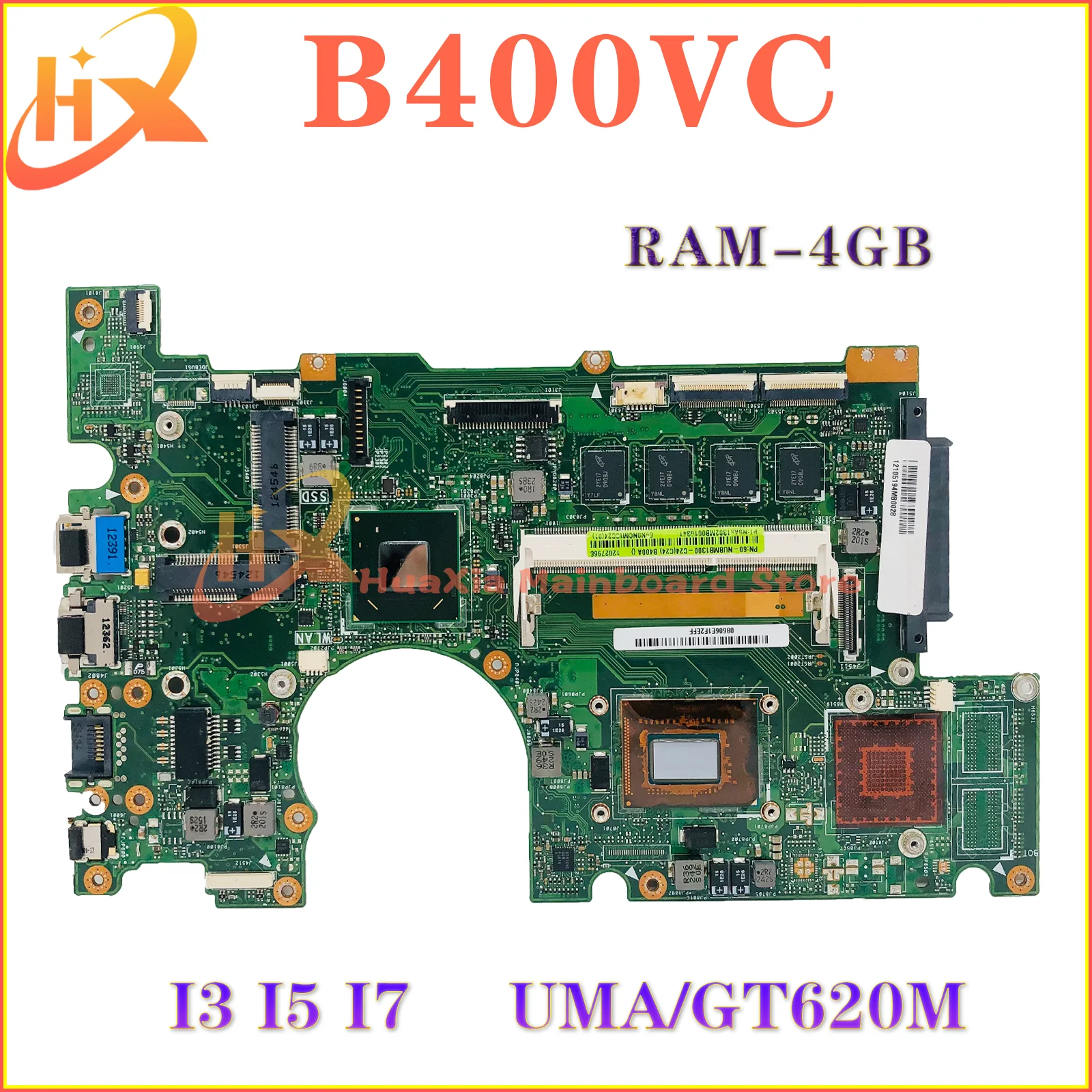 

KEFU B400VC Notebook Mainboard For ASUS Pro B400A B400V Laptop Motherboard i3 i5 i7 4GB/RAM UMA/GT620M MAIN BOARD TEST OK