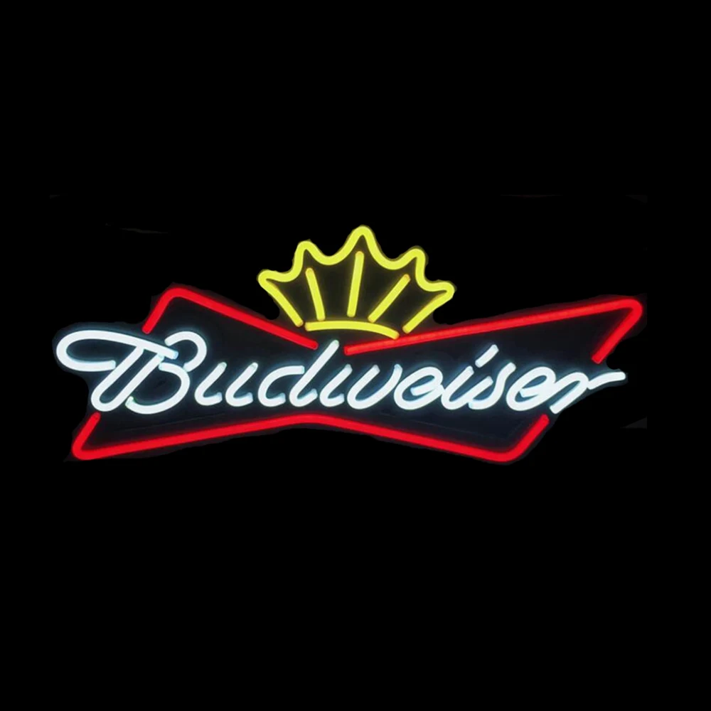 

Лампа императора пива Budweiser King, оригинальная стеклянная трубка ручной работы на заказ, брикет, индивидуальный декор, значок для оформления, брикет 17X8 дюймов