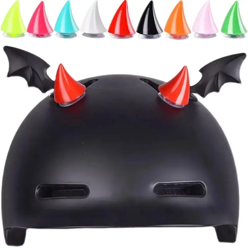 

4Pcs Car Motorcycle Helmet Devil Horn Motocross Decoration Headwear Sucker Silicone Accessories