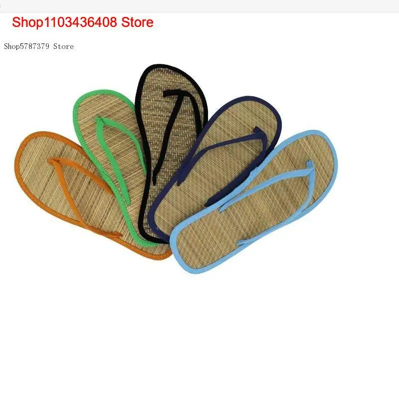 Summer Flip-Flops Rattan Grass Couple Cane Men Women Japanese-Style Household Wear Sandals Flat Slippers