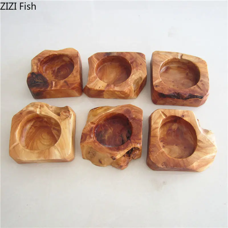 Natural Wood Ashtray Minimalist Geometry Ashtrays Smoking Accessories for Weed Creative Home Cigar Ash Tray Gifts for Boyfriend