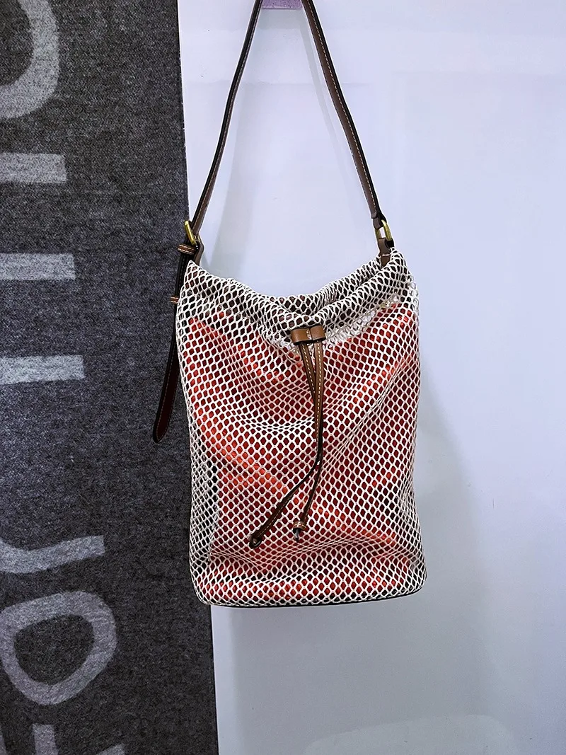 

Модная большая сумка через плечо, сетчатая сумка, ведро для покупок, летние композитные сумки, женские праздничные брендовые дизайнерские сумки