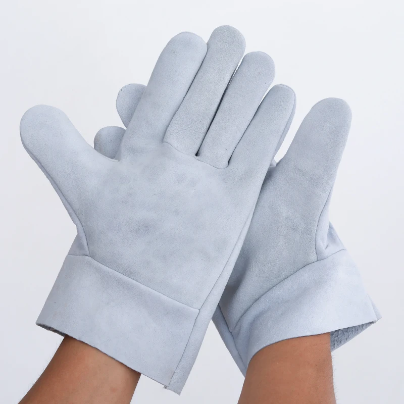 Gants de soudage électriques résistants à l'usure, protection personnelle contre les brûlures, protection du travail en cuir de vachette