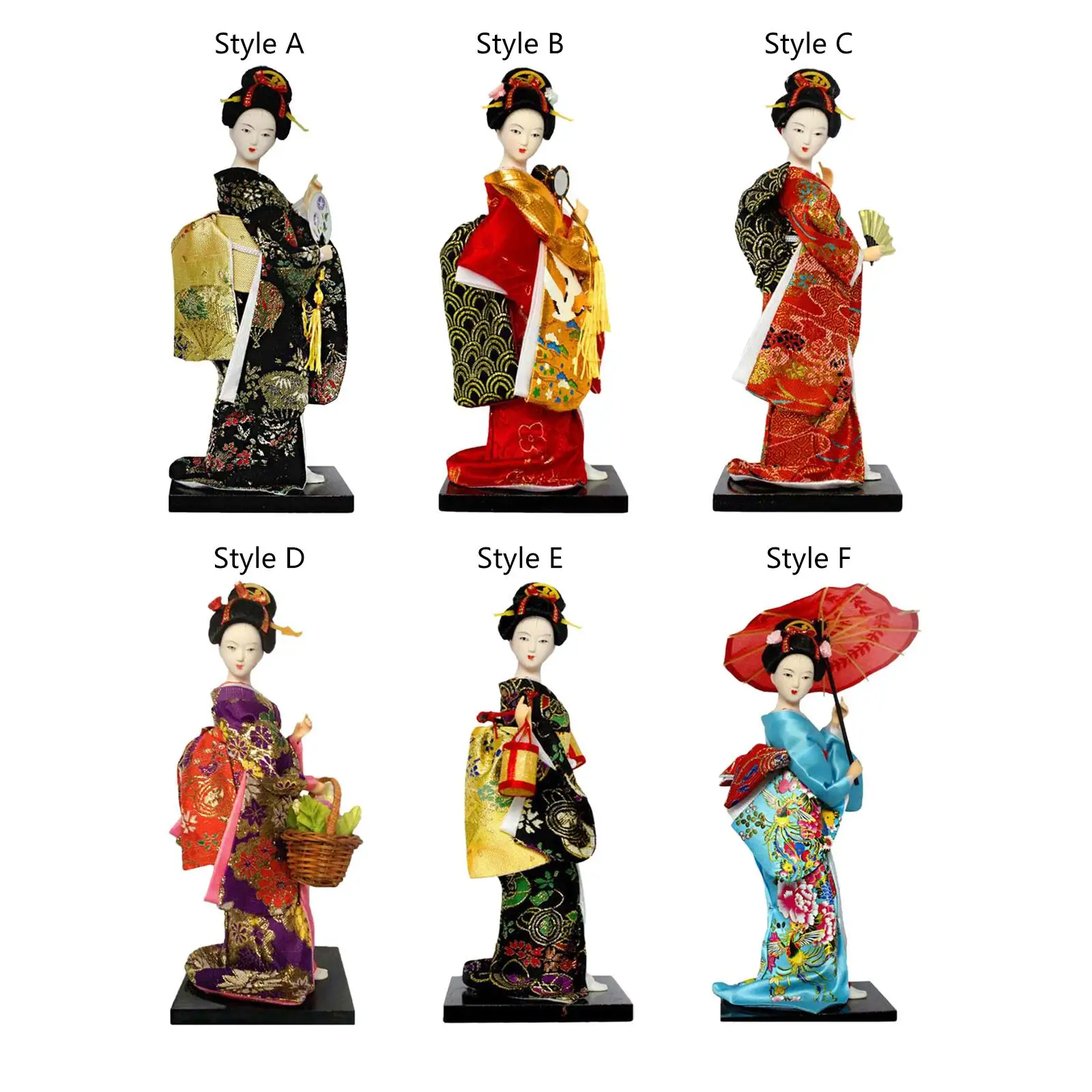 25cm Japanese Geisha Kimono Doll, Collectible Figurine, Asian Folk Ethnic,