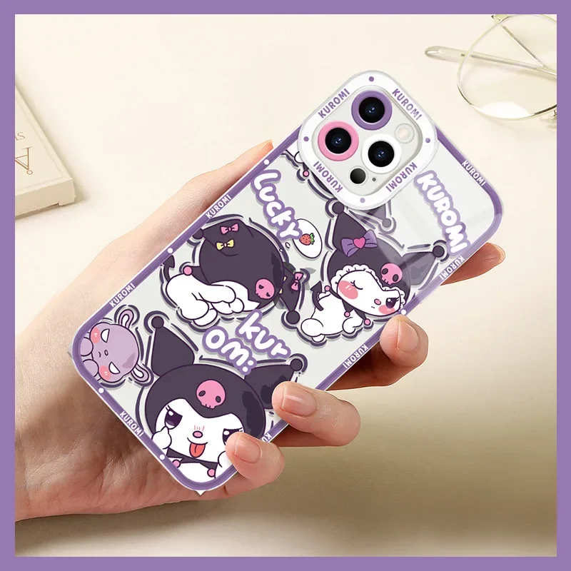 Sanrio Kuromi My Melody Cinnamoroll Case for iPhone 15 14 Pro Max Funda 13 12 Mini 11 XR XS 8 7 6 6S Plus SE 2020 Silicone Cover