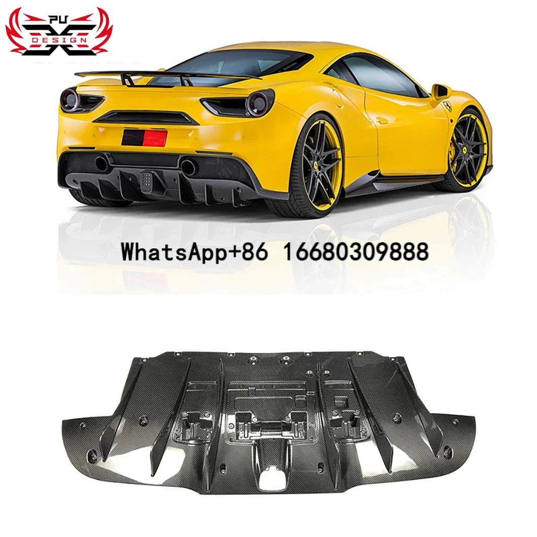 High Quality Dry Carbon Fiber Rear Diffuser Bumper for Ferrari 488 GTB Nov Style Car Accessories