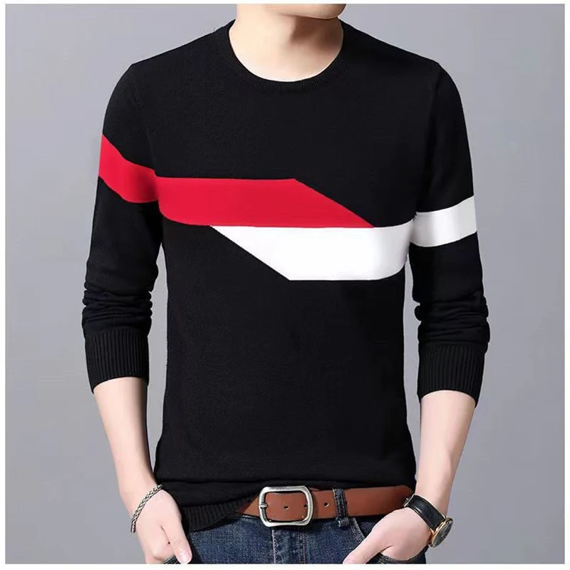 2023 Winter Kpop Modestil Harajuku Slim Fit Tops locker lässig alle Match Strickwaren Einsatz o Hals bedruckte Langarm pullover