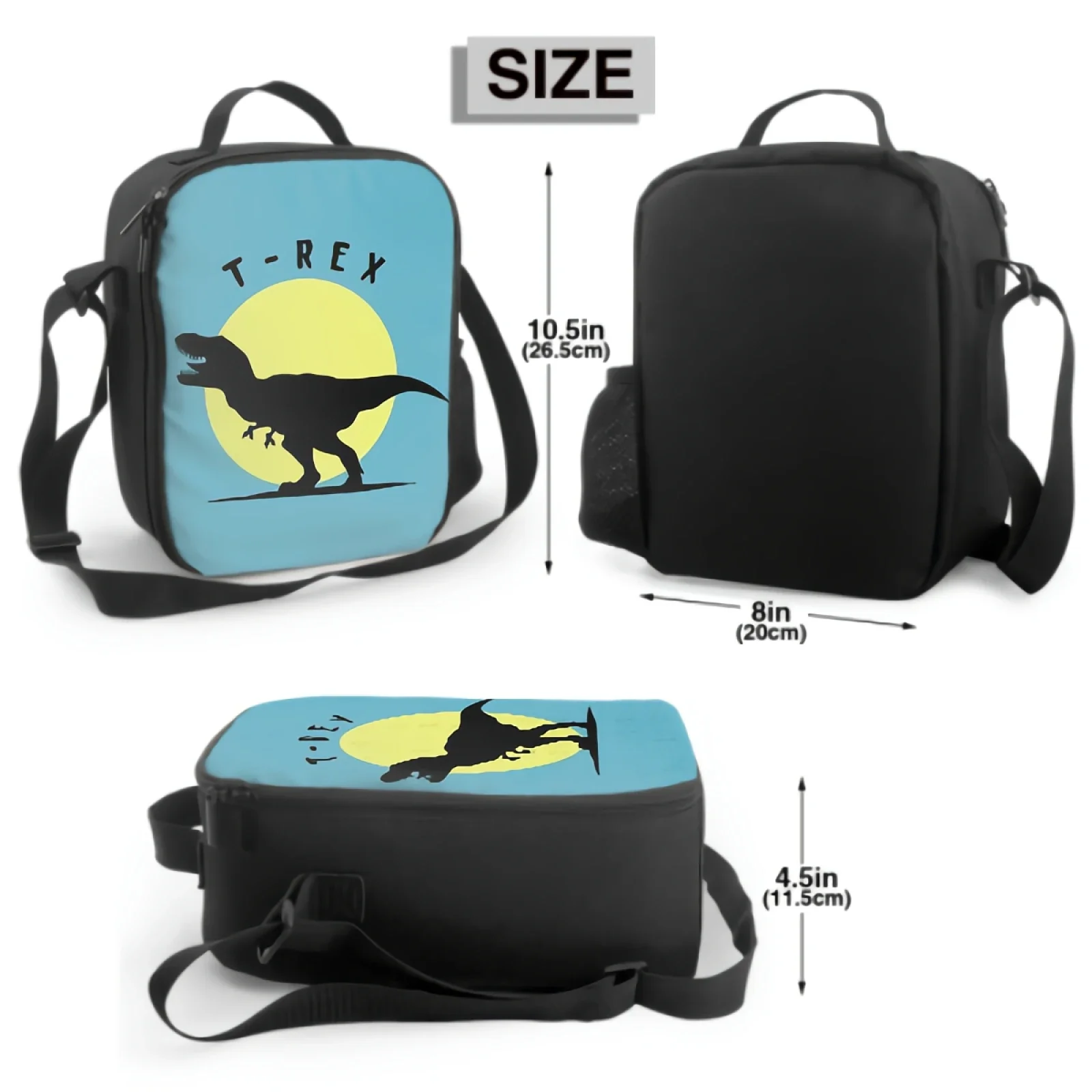 My Dinosaur T-Rex Themed Pattern Insulated Thermal Lunch Bags for Boys Girls Washable Tote Crossbody Lunch Container for School