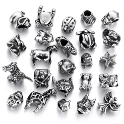 Stainless Steel 5mm Hole Slider Animal Beads Charms Fit Snake Chain for Pando Women Bracelet Jewelry Making Accessories