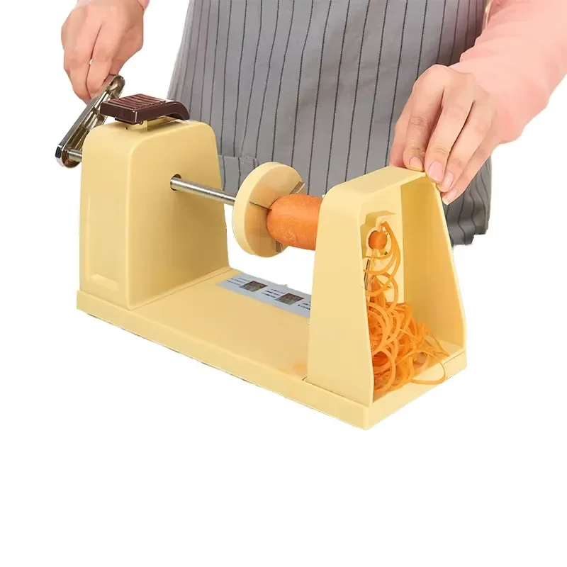 Manual Rotary Vegetable Spiral Slicer Stainless Steel Blade Kitchen Tool for Carrot Potato Fruit Shredder Multifunctional