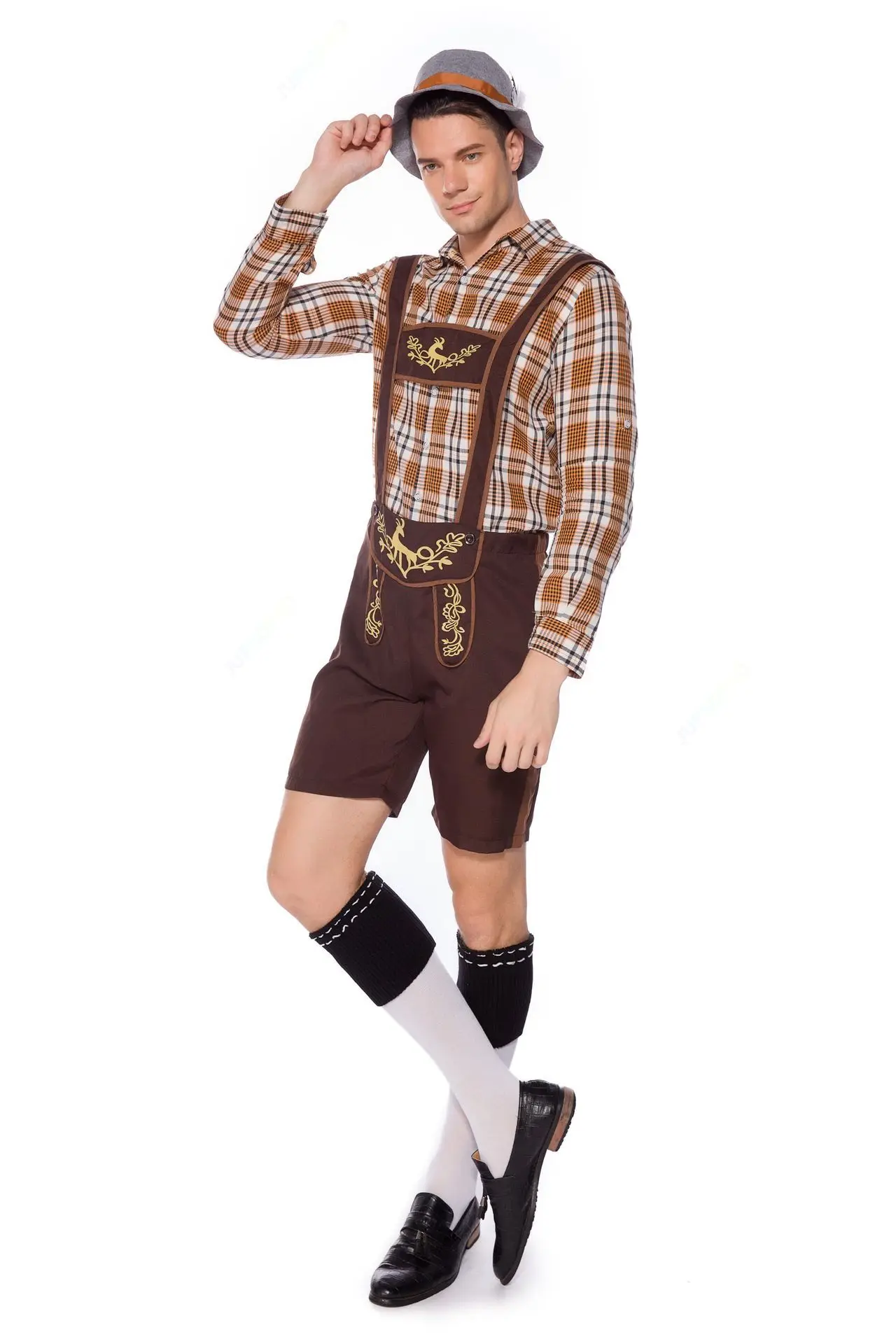 Costume d'Oktoberfest de couple classique, chemise à carreaux nationale allemande, tenue léderée, cosplay, carnaval, Halloween, robe de soirée de paupières