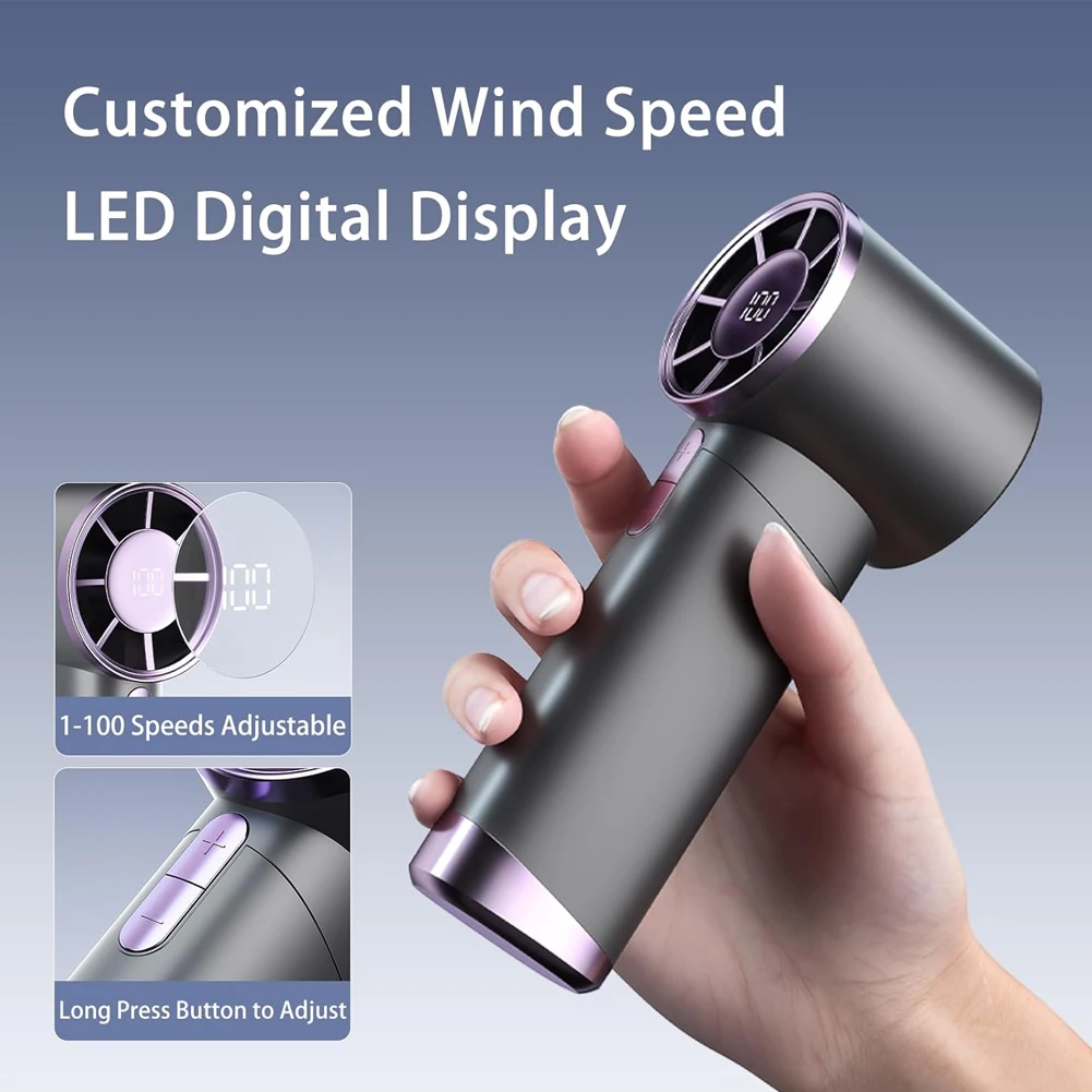 مروحة توربو محمولة باليد، مروحة يد شخصية، 100 ترس، مروحة مكتبية للرياح، مروحة تبريد لسطح المكتب للعمل والأنشطة الخارجية #3