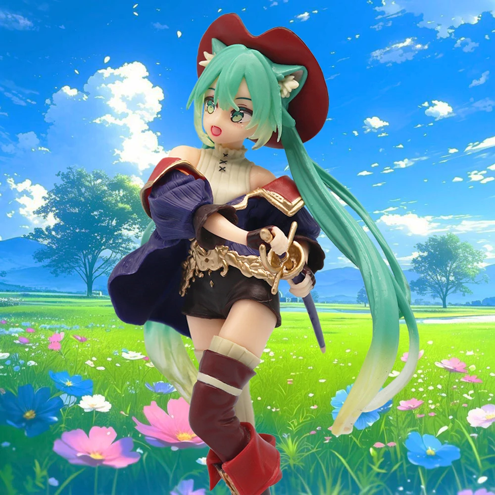 

Hatsune Miku Desktop Cute Action Figure Tale Wonderland Miku Puss in Boots Anime Figurine Kawaii Girl Model Toy Adorable Decor